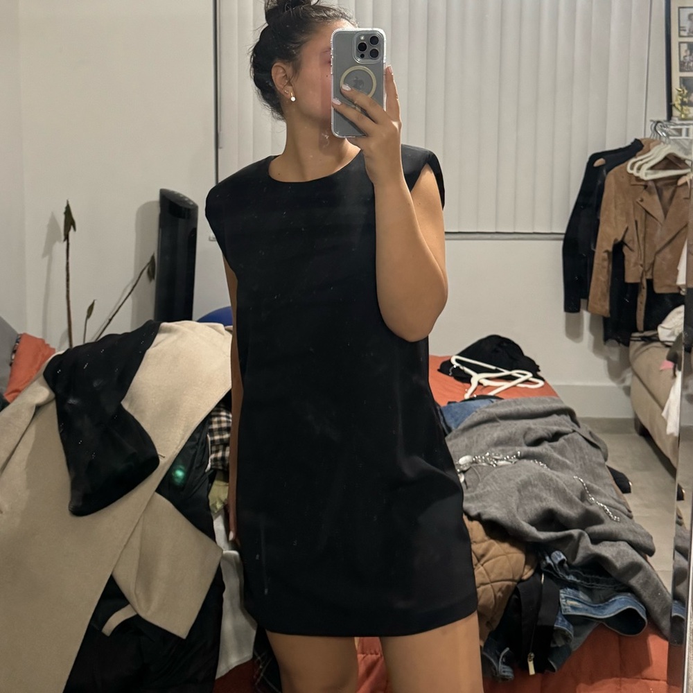 Black Zara Shoulder Pad Dress